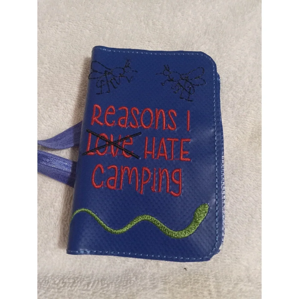 Blue Accordion Wallet Camping Snake Bee Reasons‎ I Hate Camping Zippered Pouch